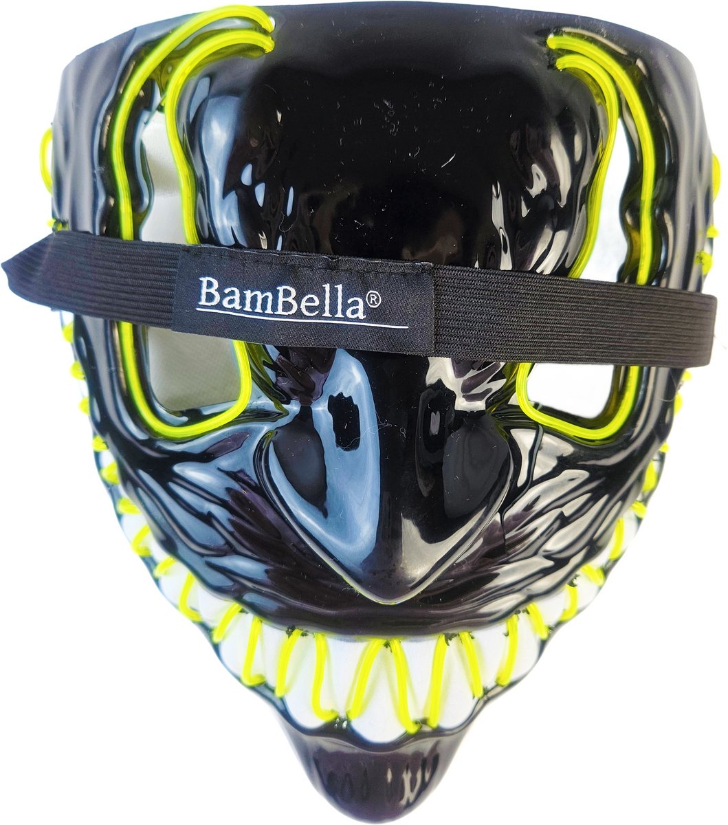 BamBella® Masker Halloween evil smile lach X ogen geel zwart carnaval verkleed kleding