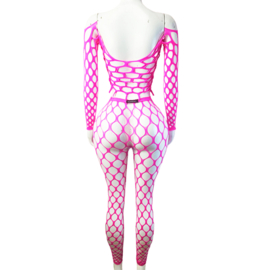 BamBella® -   set - Onesize - Erotische sexy nacht set broek met top doorzichtig kant - Super Stretch