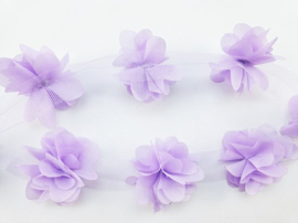 BamBella Naai band - 24 stuks - Bloemen band Paars - kant - Sier band kleding maken knutselen