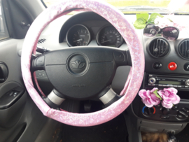 Auto bekleding Glitter roze met bont 5 Delig