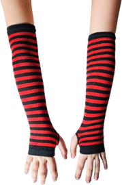 BamBella® Vingerloos Strepen handschoenen - One Size - Zwart -
