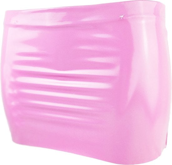 Datex mini Rok - Maat XS T/m XXL Roze Rollenspel sm dames sexy Glans kleding mix van Latex en stof | Datex