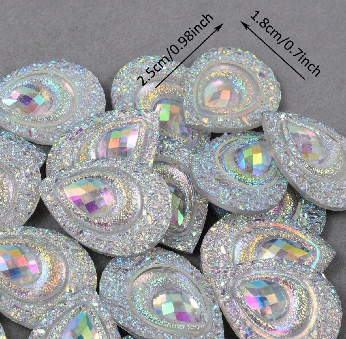 BamBella® mix grote stenen - 100 stuks - kleding versieren steentjes DIY hobby knutselen Glitter