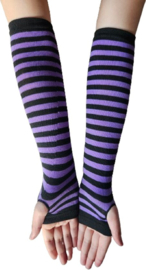 BamBella® Vingerloos Strepen handschoenen - One Size - Zwart paars