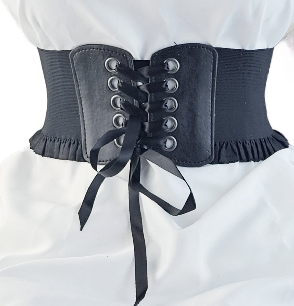 BamBella ® - Zwart Korset Mode Body Gothic Goth taille riem met veter sluiting korset belt