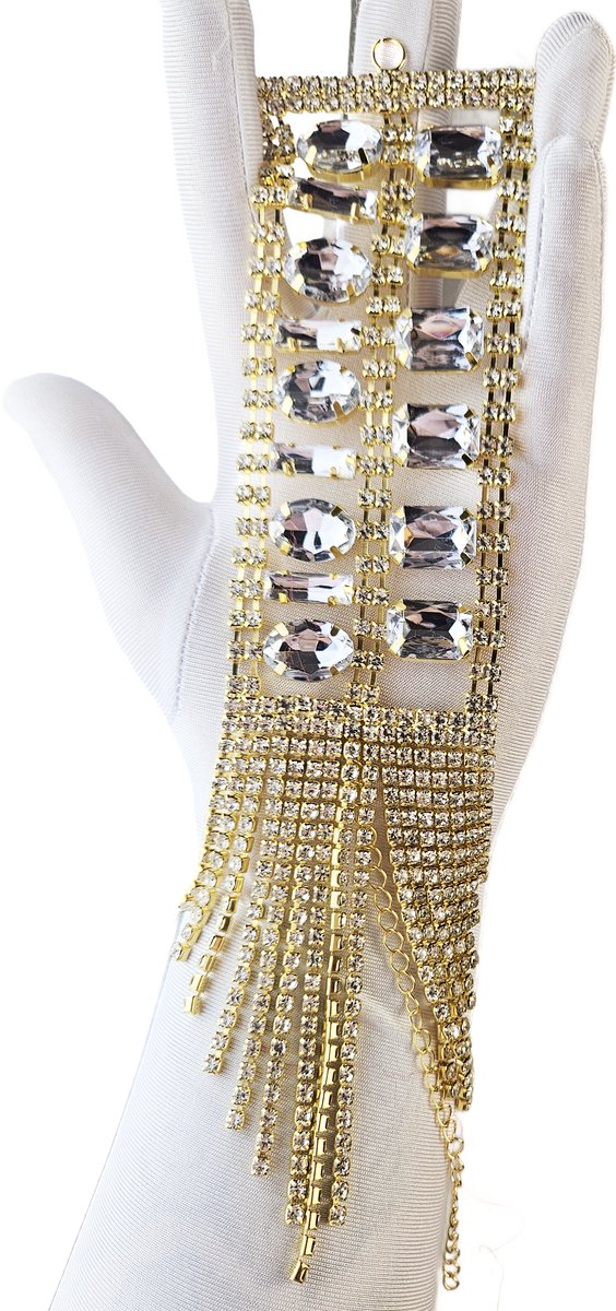 BamBella ® Strass ketting - Breed - lint goudkleurig steentjes touw diamantjes naaien knutselen glitter