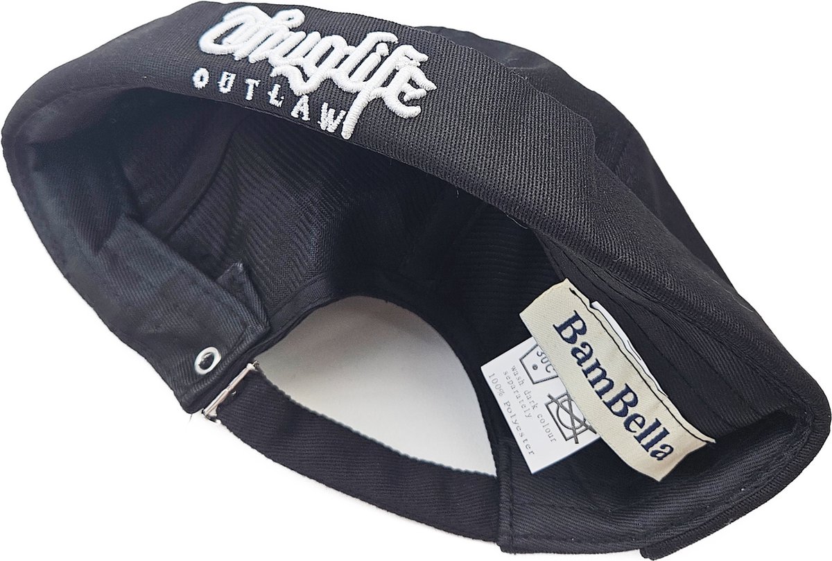 BamBella® Muts Halve pet winter Heren Hip hop zwart wit thug life Outlaw tekst