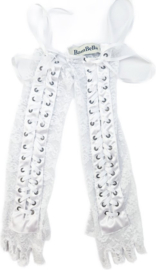 BamBella® - Handschoenen feest Lang Wit veter sluiting Vingerloos