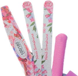 Nagelvijl - 5 stuks - Set vijl nagel 100/180 - Roze - verzorging vijlen nagels vijlenset