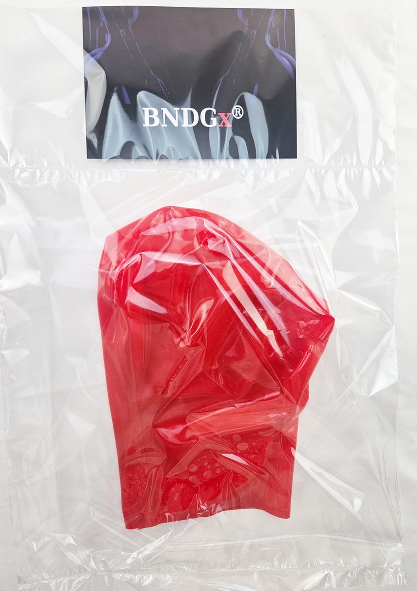 BNDGx® -100% Latex Masker ogen mond open - Anoniem Erotiek - Extreme BDSM sm fetish Rollenspel kleding Rood