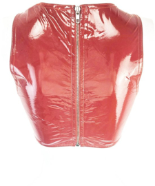 Top M -wetlook crop Top shirt Rood Datex (mix latex en stof)