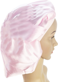 BamBella - Slaapmuts - Roze Satijn - nachtmuts Bonnet zwart haarnet muts haar slapen