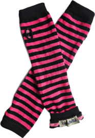 BamBella® Vingerloos Strepen handschoenen - One Size - Zwart Roze