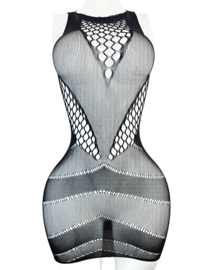BamBella® - Jurk - Onesize - Erotische sexy nacht jurkje doorzichtig kant - Super Stretch Zwart