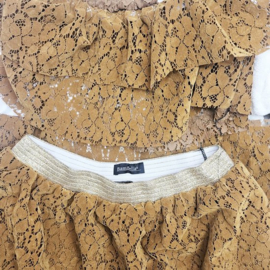 BamBella® Kleding set - L/XL - Rok crop top kant set bruin