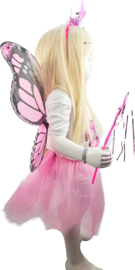 BamBella® - Verkleedkleren meisje - one size - vlinder vleugels - tutu rok - Roze verkleedkleding
