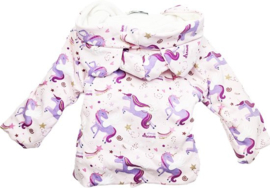 BamBella® - Jas - Maat 98 - Vest herfst tussen jas bontas roze eenhoorntjes