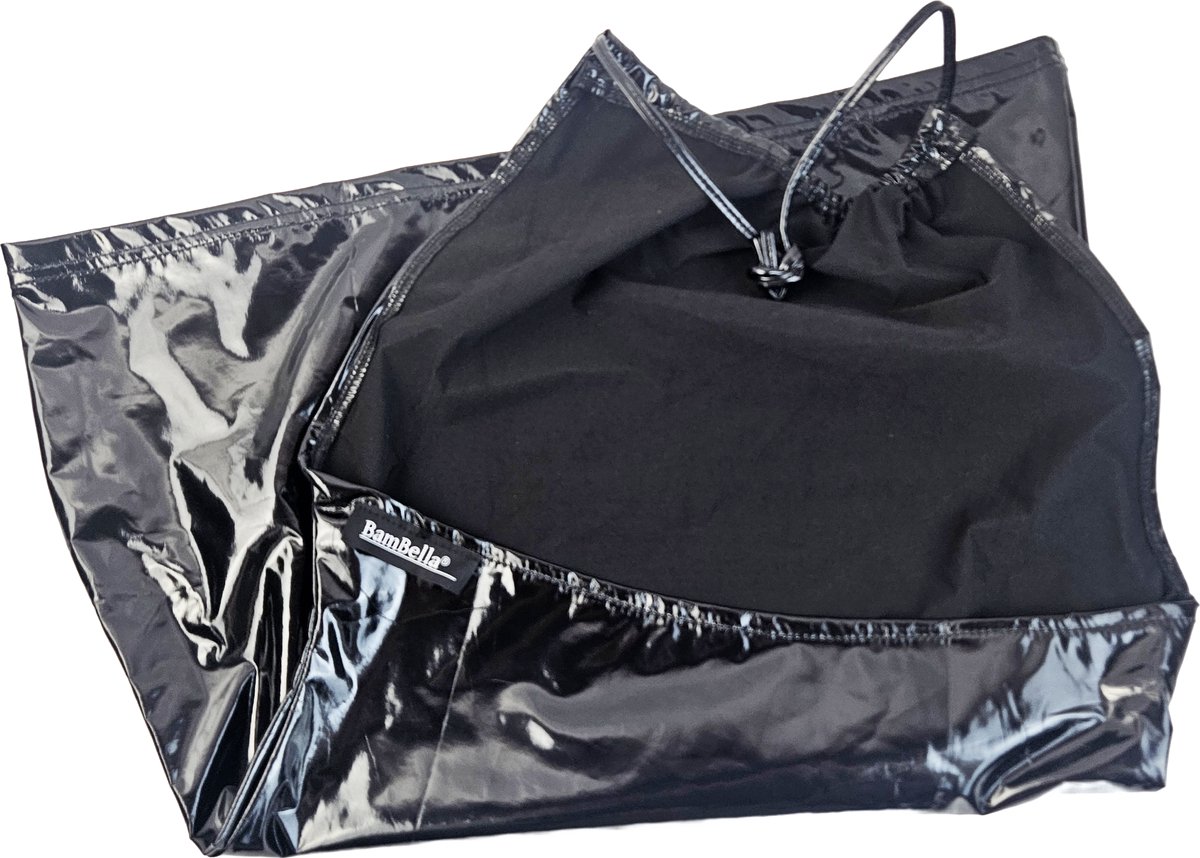 BamBella® Jurk -   Zwart dames kleding sexy Glans kleding mix van Latex en stof Datex Wetlook