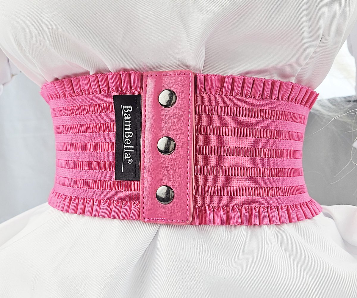 BamBella ® - Riem Maat Onesize - Licht Roze Mode Body Gothic Goth taille riem zwart met korset belt