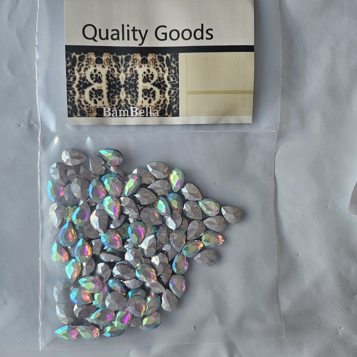 BamBella® Glazen stenen AB zonder gat look grote - 100 stuks - kleding versieren steentjes DIY hobby knutselen Glitter decoratie