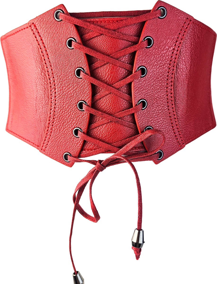 BamBella ® - Riem Maat Onesize - Ketting Rood goudkleurig Mode Body Gothic Goth taille riem met belt