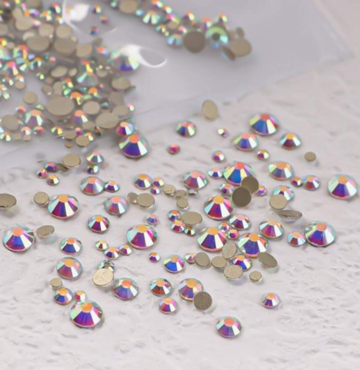 BamBella® Plak strass Steentjes - 1440 stuks - SS4 tot SS20 - Mix wit AB stenen glitters nail art kleding versieren
