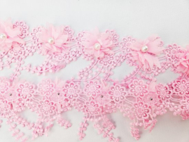 BamBella® Naai band - 90cm - Bloemen parel - Fel Roze kleding maken knutselen Sier band