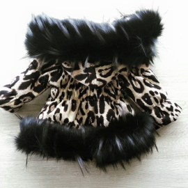 Kinderjas panterprint  Bontkraag jas Leopard  bontkraag Winterjas BamBella