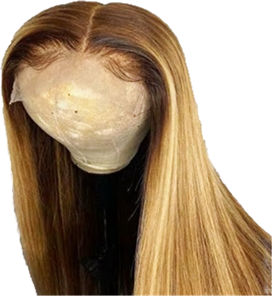 Pruik - Echt mensen haar - Lang stijl - 60cm bruin blond highlight - 13X6 frontal