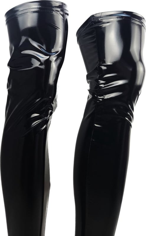 Halve Kousen - Onesize - Rood - Datex (Mix latex en stof ) - Sexy Kniekousen van Super Glans Dames sokken