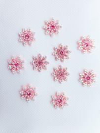 BamBella® - Strass stenen applicatie - 10 stuks - patch roze glitter plaatje knutselen scrapbook sneeuwvlokje