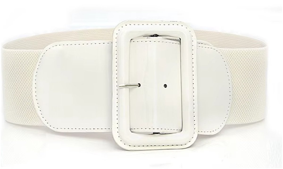 BamBella ® - Riem Maat Onesize - Datex Wit (Mix latex en stof) Mode Body Gothic Goth taille riem Gesp Groot