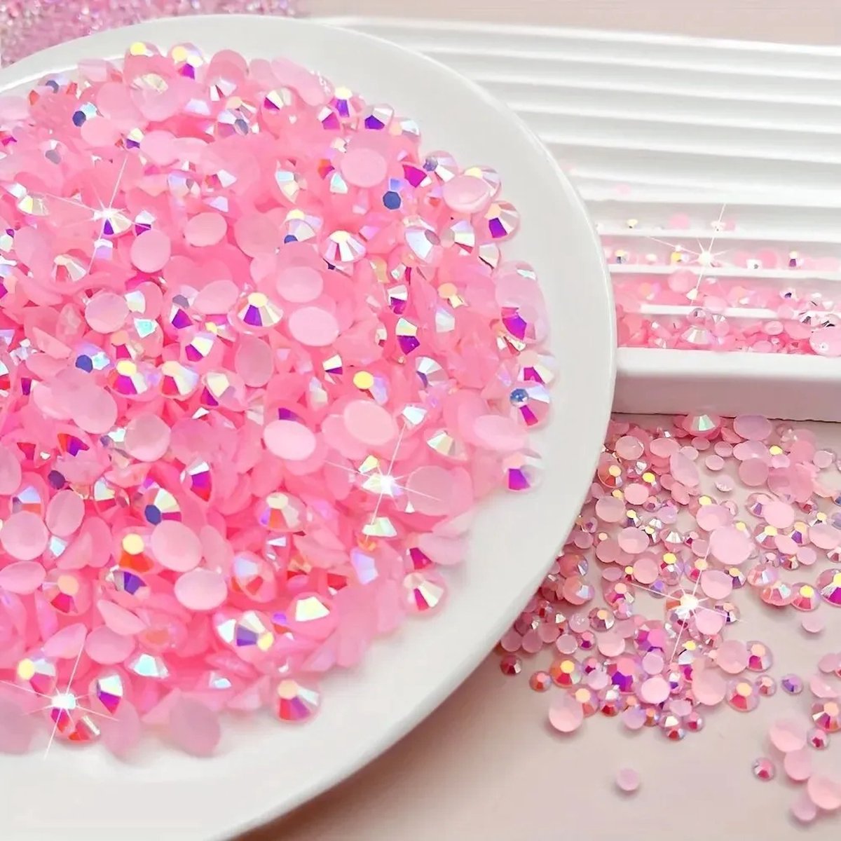 BamBella® Plak strass Steentjes - 100 stuks - SS10 - Roze AB strass stenen glitters nail art kleding versieren
