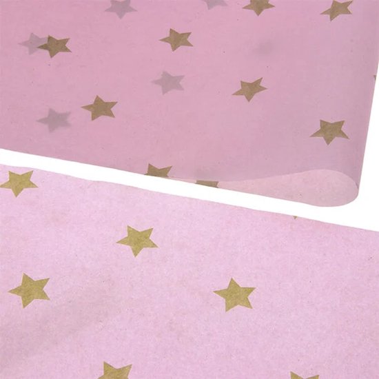 100 stuks A4 Zijdepapier Gouden sterren roze 210 300mm Vloeipapier tissue papier roze inpakpapier knutselen knutsel papier vloei papier inpak inpakken dun papier voor kleding vul materiaal fel roze silk paper