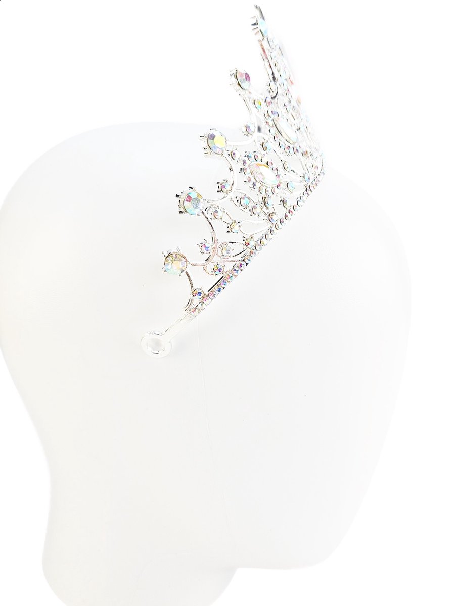 BamBella® - Luxe Tiara Kroon Koningin - Feest haarband Beauty Queen wedstrijd - AB Strass steentjes -