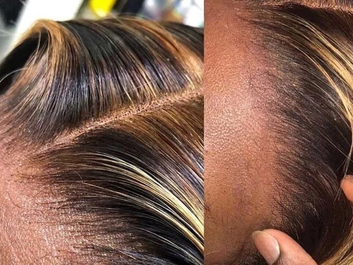 Pruik - Echt mensen haar - Lang stijl - 60cm bruin blond highlight - 13X6 frontal