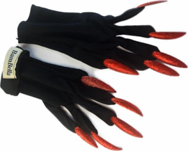 BamBella® - carnaval verkleed klauwen handschoenen met lange Rode nagels - Cosplay rollenspel verkleden feest Halloween