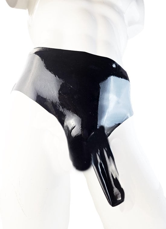 100% LATEX Onderbroek heren - Maat One size -BDSM SM sexy glans ondergoed Zwart voor mannen
