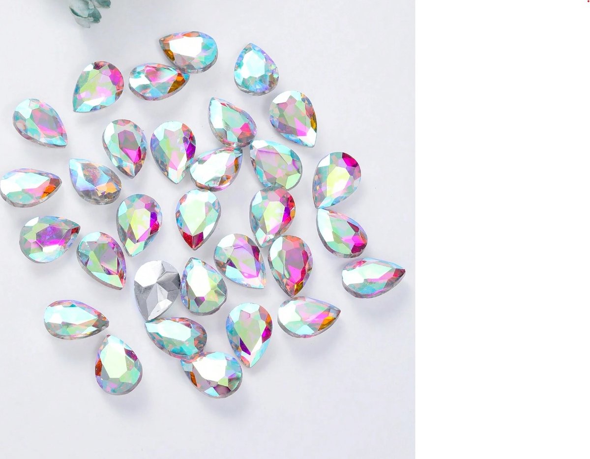 BamBella® Glazen stenen AB zonder gat look grote - 100 stuks - kleding versieren steentjes DIY hobby knutselen Glitter decoratie