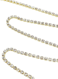 Strass ketting lint - 1 meter - Goud kleurig - steentjes touw diamantjes crystal naaien knutselen versieren glitter