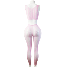 BamBella® -   set - Onesize - Erotische sexy nacht set broek met top doorzichtig kant - Super Stretch
