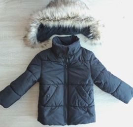 Winterjas heren zwart grote bontkraag jas  imitatiebont parka jack