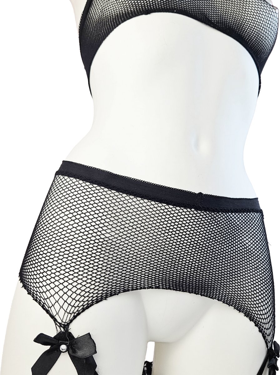 Sexy Erotische Lingerie set met jarretel onesize Dames Zwart