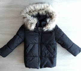 Winterjas heren zwart grote bontkraag jas  imitatiebont parka jack