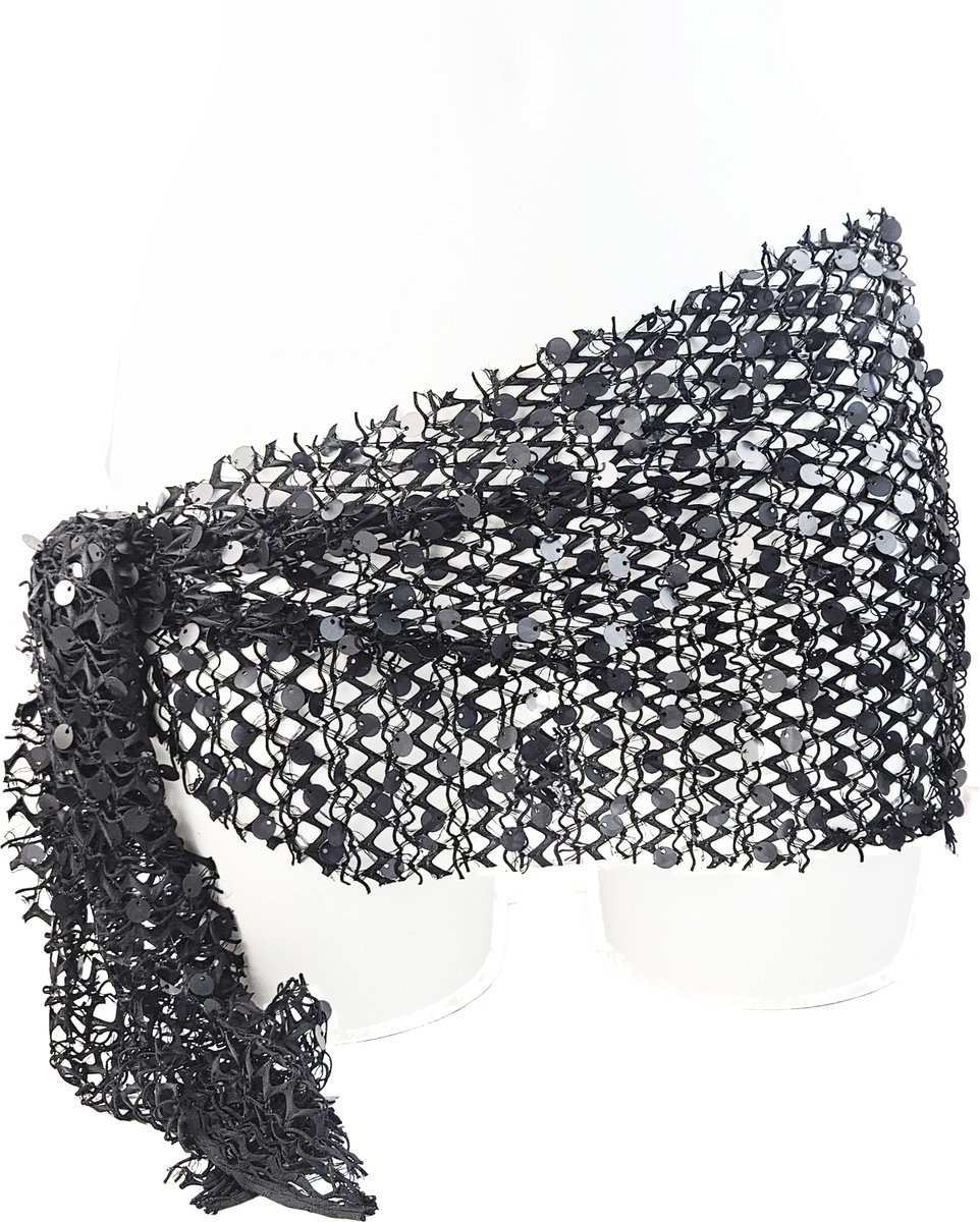 BamBella® - Omslag doek - Onesize omslag doek Strand rokje kort doorzichtig pailletten Zwart