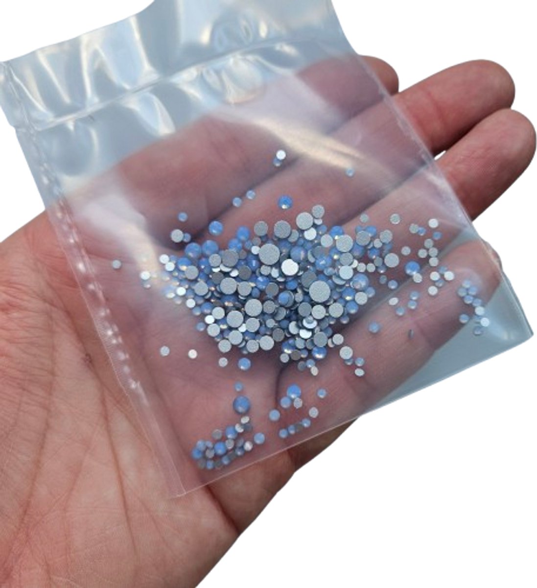 BamBella® Plak strass Steentjes - 1 zakje - 3mm tot 6mm - blauw AB doorzichtig strass stenen glitters nail art kleding versieren