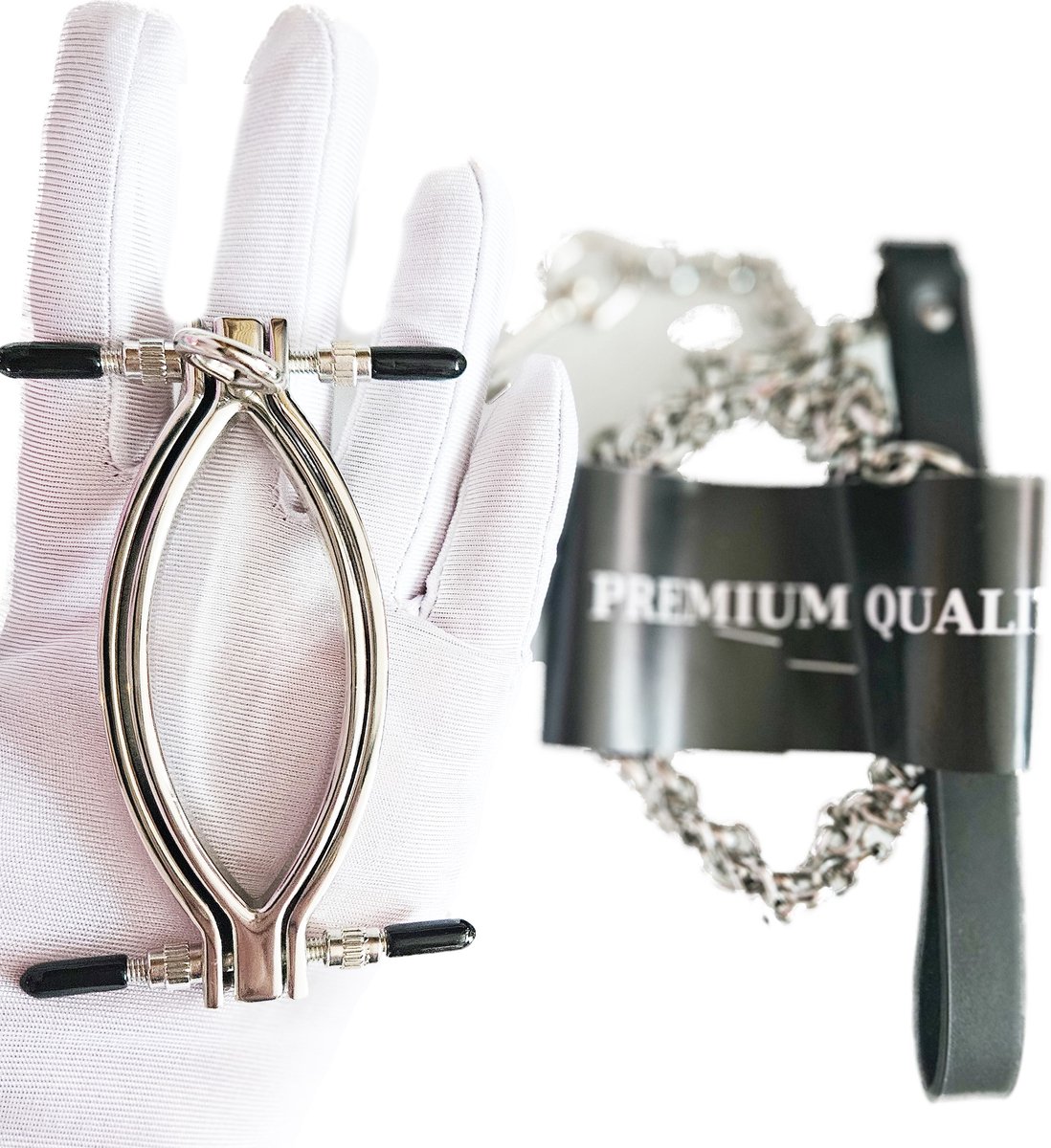 BNDGx® - Metalen Vagina Klem spreider - Extreme BDSM Schaamlippenklem met lijn | SM |