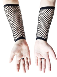 BamBella® Vingerloos Net handschoenen - One Size - Zwart - Visnet handschoenen - Feest - Gothic Carnaval