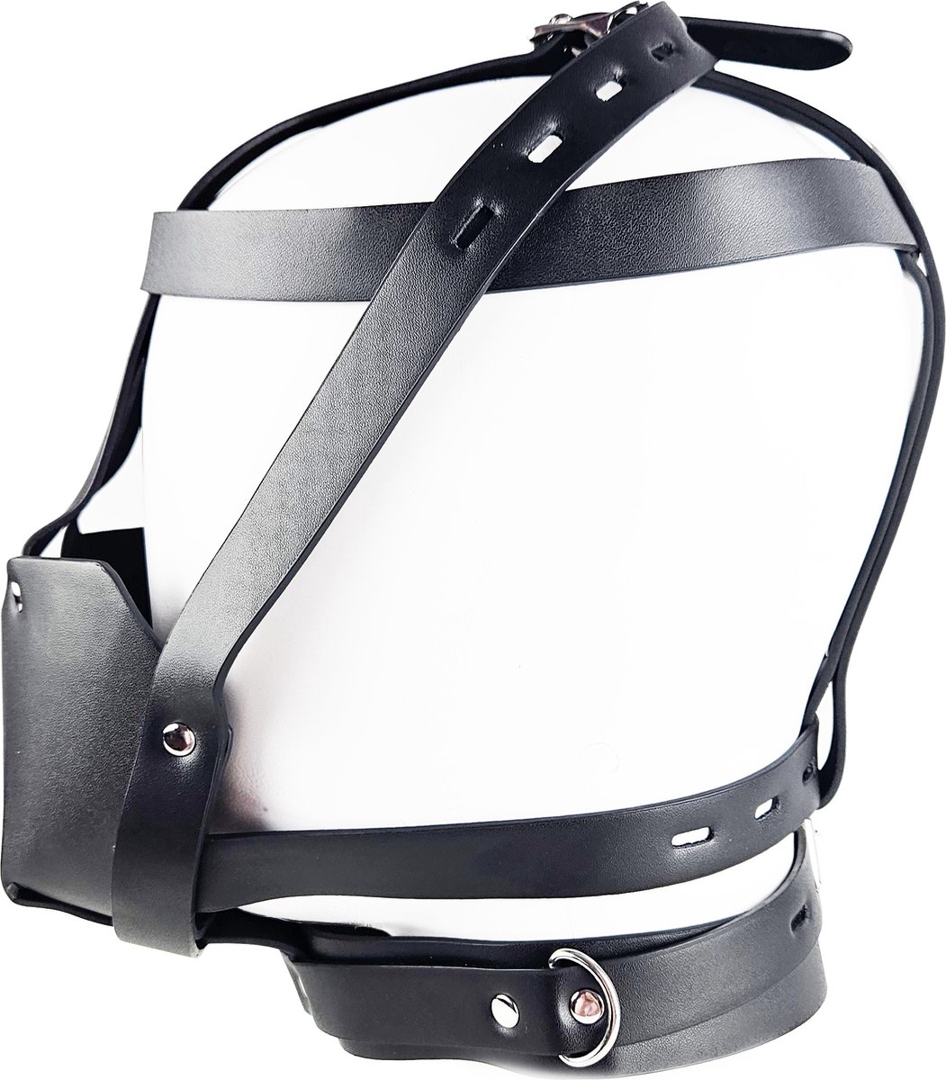 BNDGx® - Extreme BDSM Masker - Nep Leer - Met Gag - SM - Met lijn