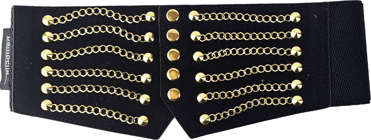 BamBella ® - Riem Maat Onesize - Ketting Rood goudkleurig Mode Body Gothic Goth taille riem met belt